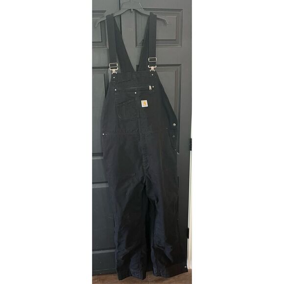 Carhartt Men's Loose Fit Washed Duck Insulated Bib Overall - Picture 2 of 8